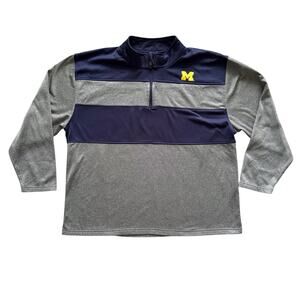 Michigan Wolverines Pullover Mens 2XL Gray Navy NCAA Football Quarter Zip Fleece